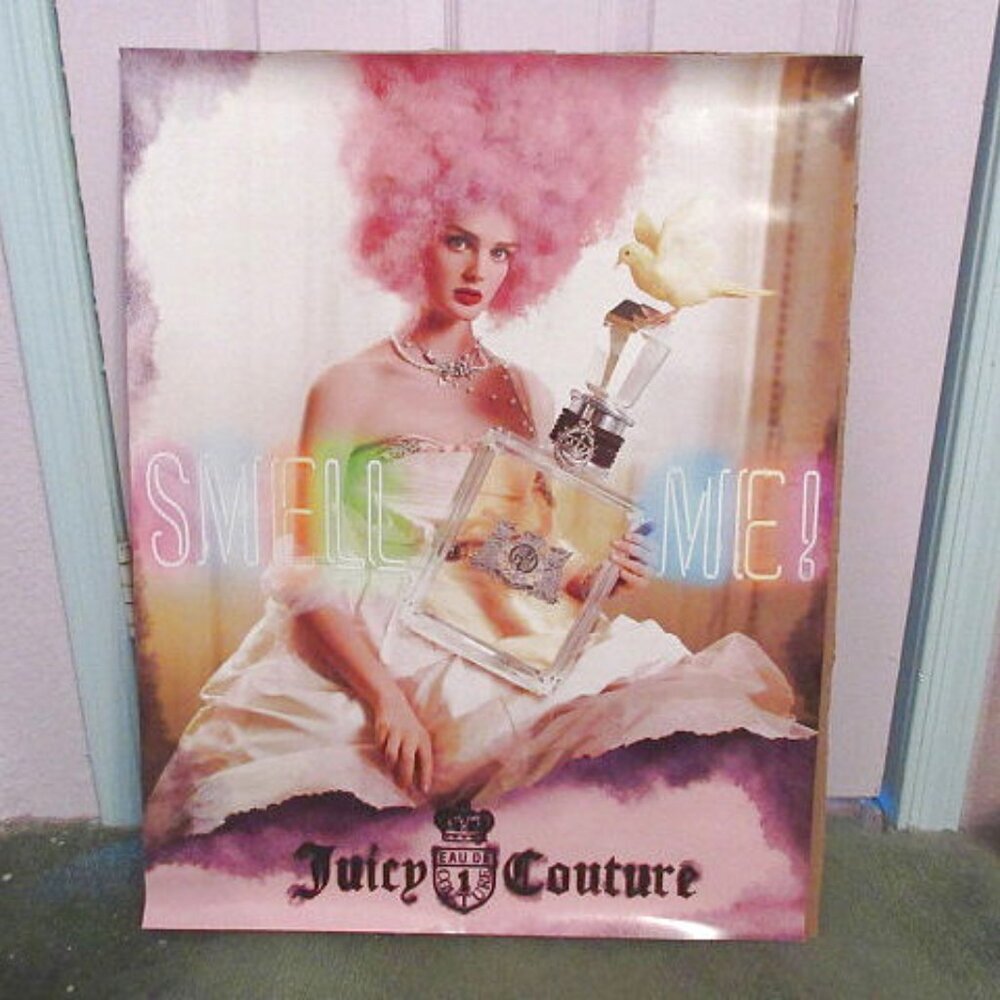 Vtg Y2K Juicy Couture Viva La Juicy Eau de Parfum Poster Smell Me Neon EUC